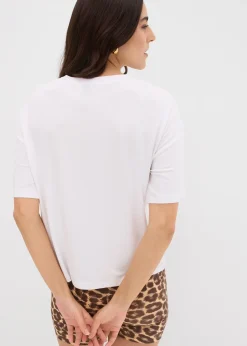 T-shirt raccourci à épaules descendues