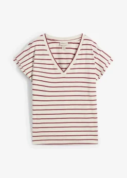 T-shirt rayé à manches volantées