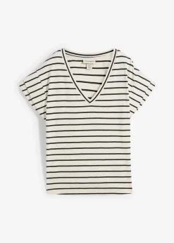 T-shirt rayé à manches volantées