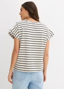 T-shirt rayé à manches volantées