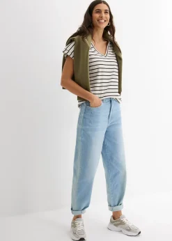 T-shirt rayé à manches volantées