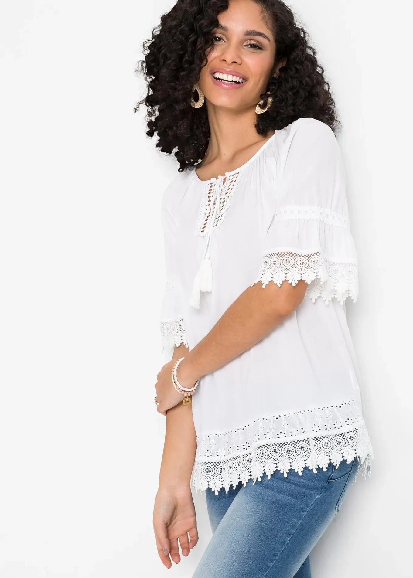 Tunique à dentelle en viscose douce