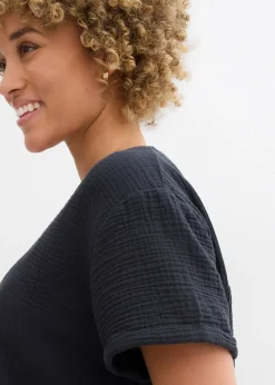 Tunique à manches courtes en gaze de coton