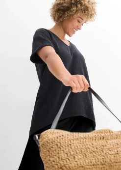 Tunique à manches courtes en gaze de coton