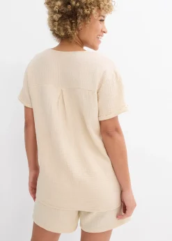 Tunique à manches courtes en gaze de coton