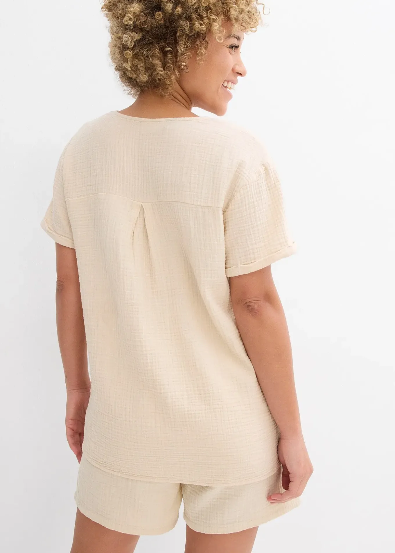 Tunique à manches courtes en gaze de coton
