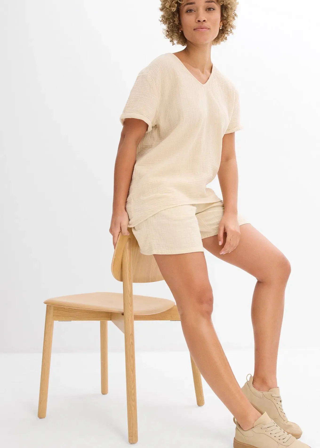 Tunique à manches courtes en gaze de coton