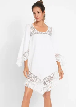 Tunique de plage longue à dentelle