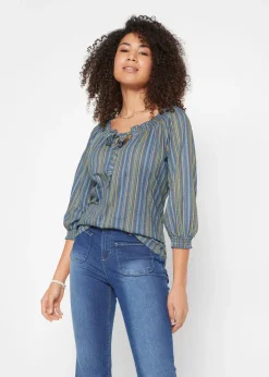 Tunique en jersey à manches 3/4, rayée