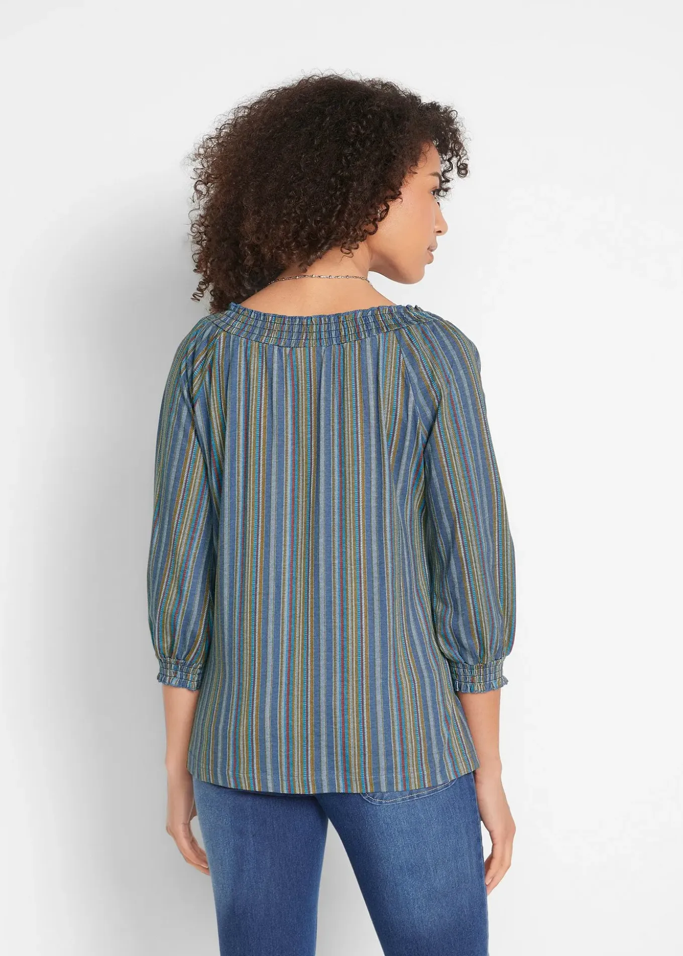 Tunique en jersey à manches 3/4, rayée
