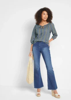 Tunique en jersey à manches 3/4, rayée