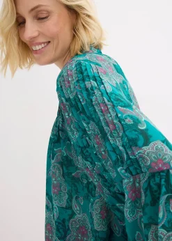 Tunique en satin à passepoils