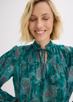 Tunique en satin à passepoils