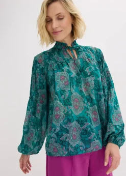 Tunique en satin à passepoils