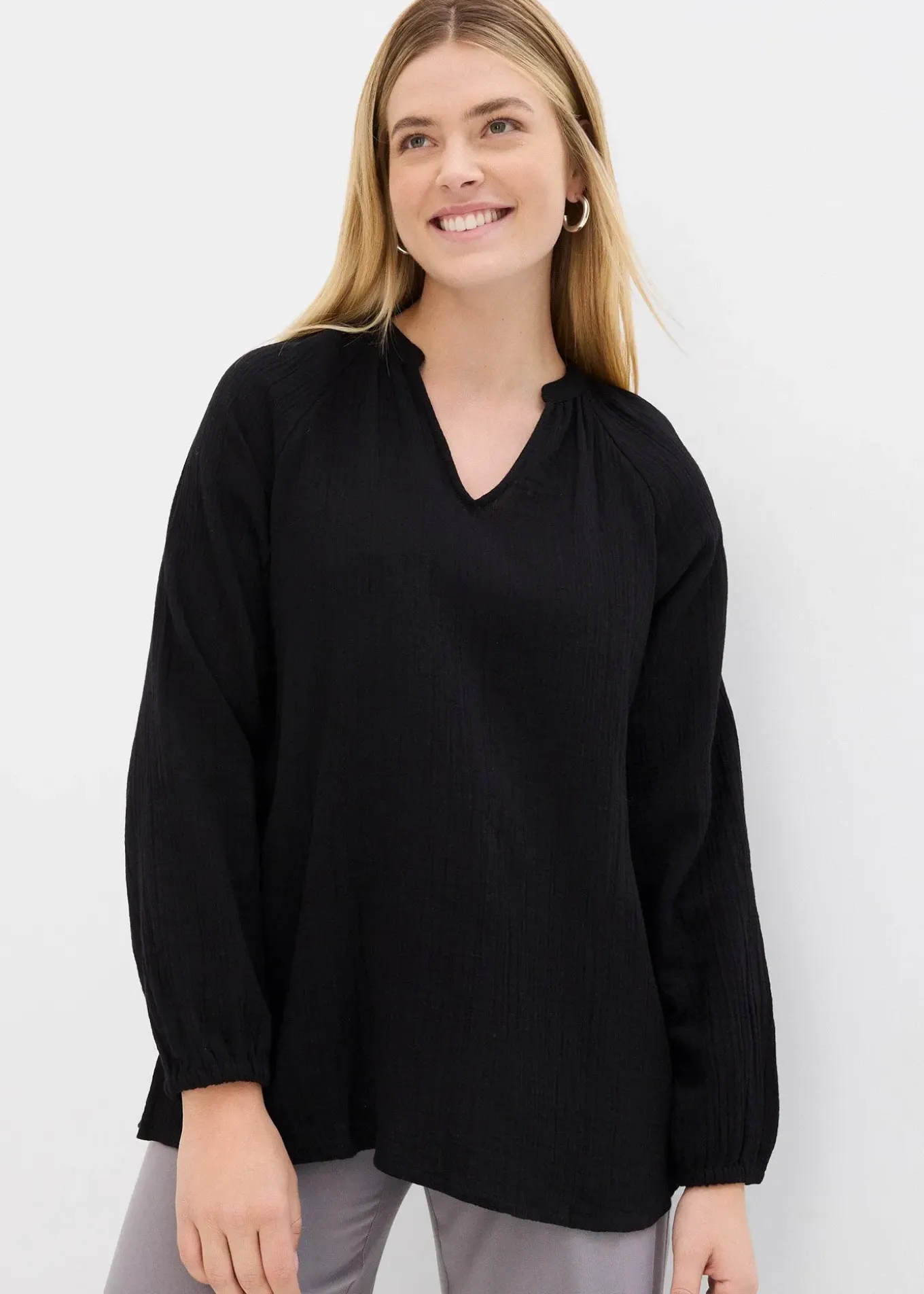 Tunique longue en gaze de coton