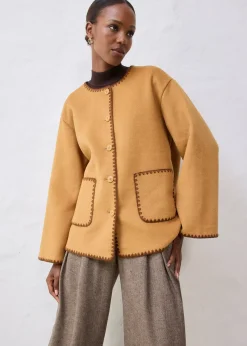 Veste à broderie décorative (ens. 2 pces avec écharpe)