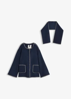 Veste à broderie décorative (ens. 2 pces avec écharpe)