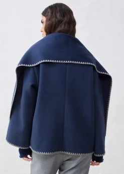 Veste à broderie décorative (ens. 2 pces avec écharpe)