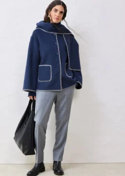 Veste à broderie décorative (ens. 2 pces avec écharpe)