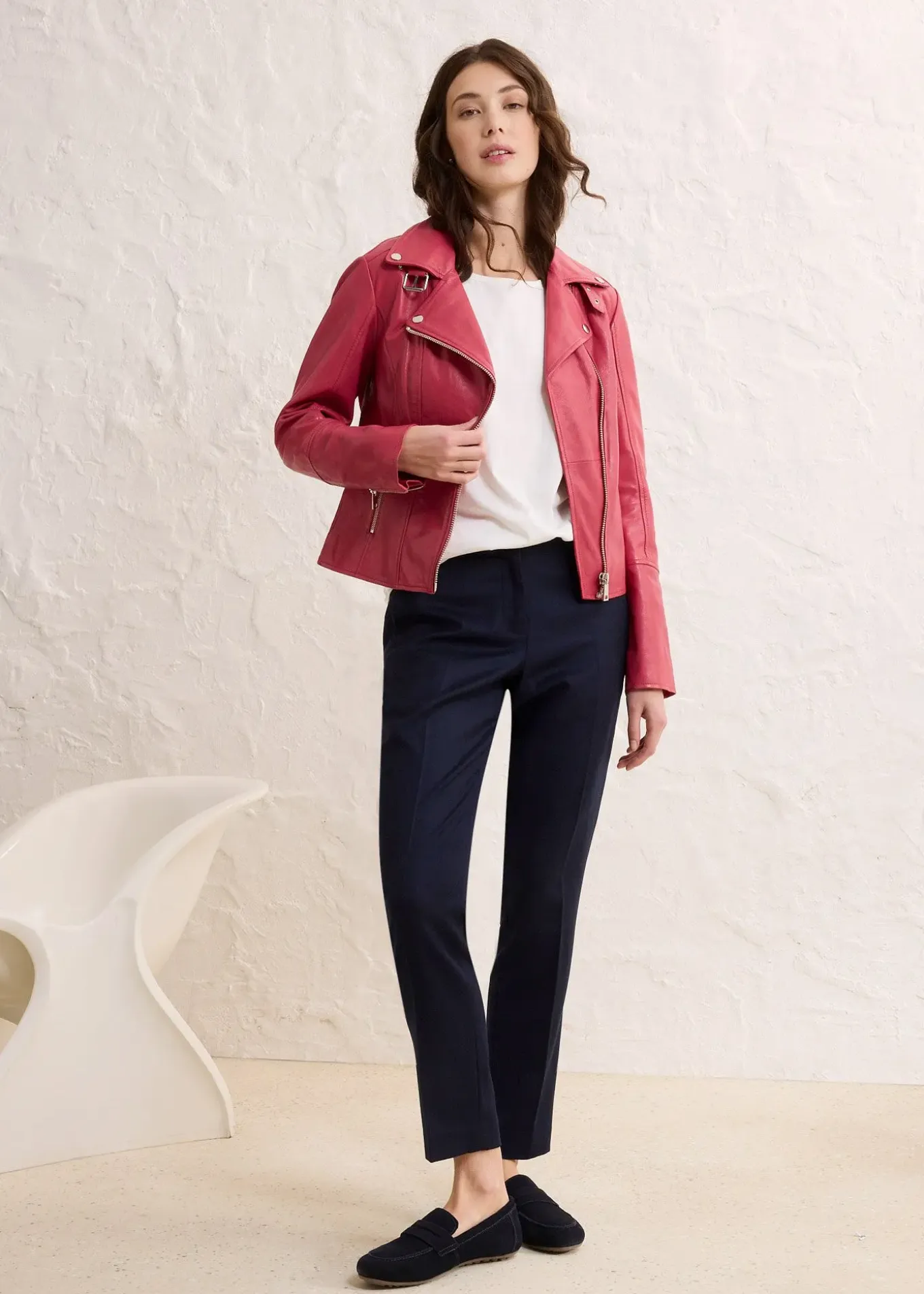 Veste biker en cuir nappa d’agneau