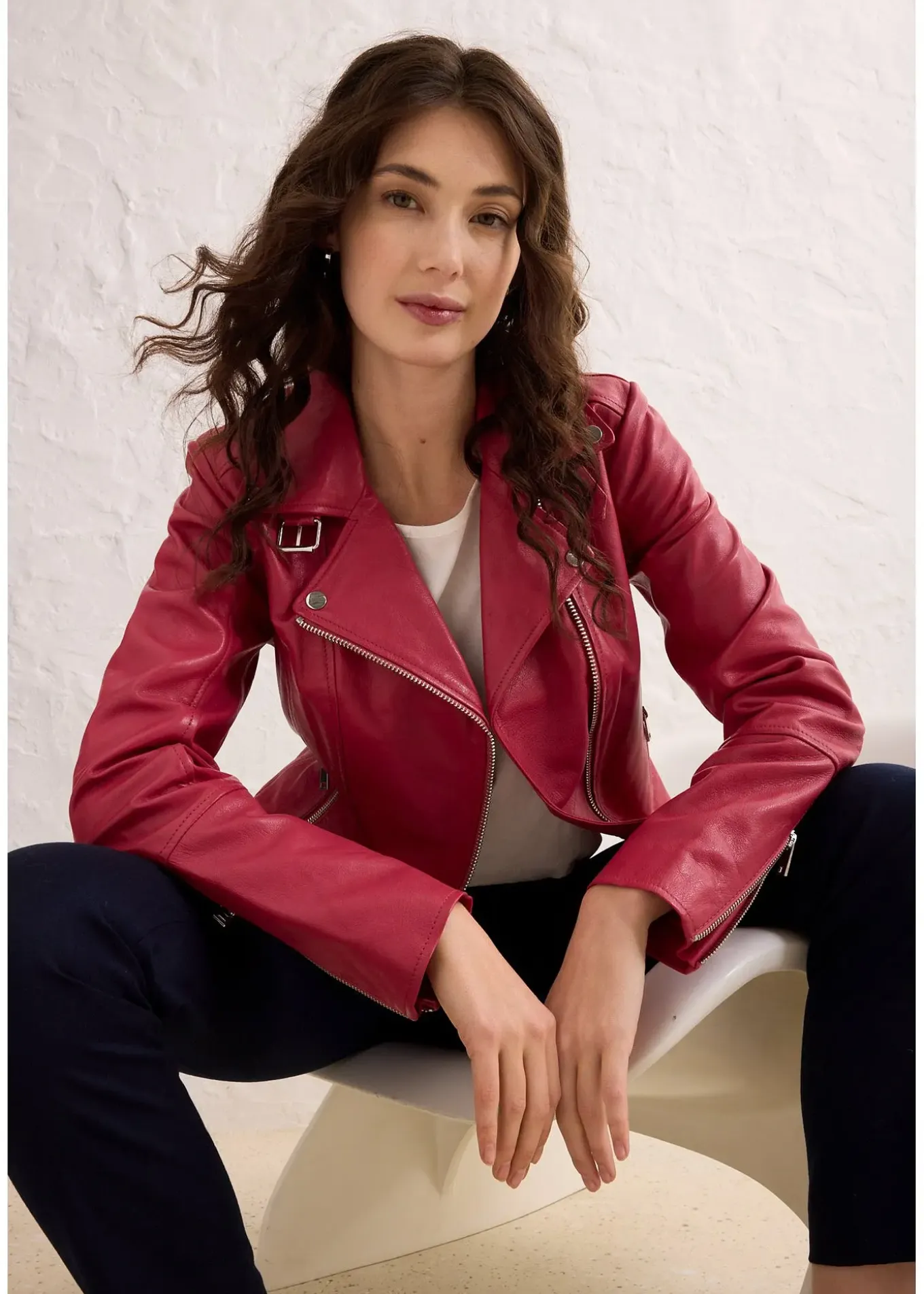 Veste biker en cuir nappa d’agneau