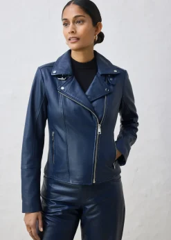 Veste biker en cuir nappa d’agneau