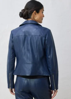 Veste biker en cuir nappa d’agneau