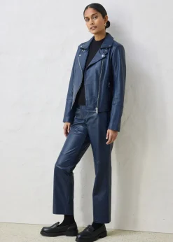 Veste biker en cuir nappa d’agneau