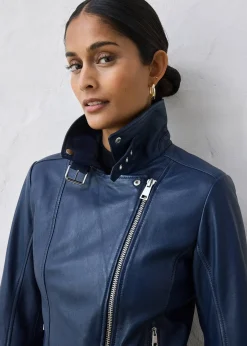 Veste biker en cuir nappa d’agneau