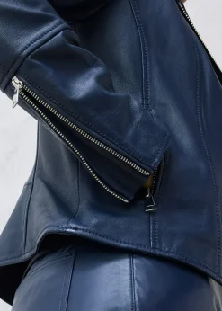 Veste biker en cuir nappa d’agneau