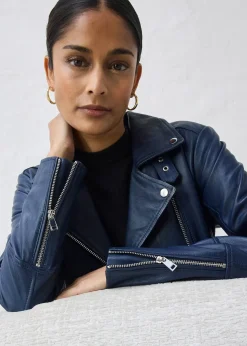 Veste biker en cuir nappa d’agneau