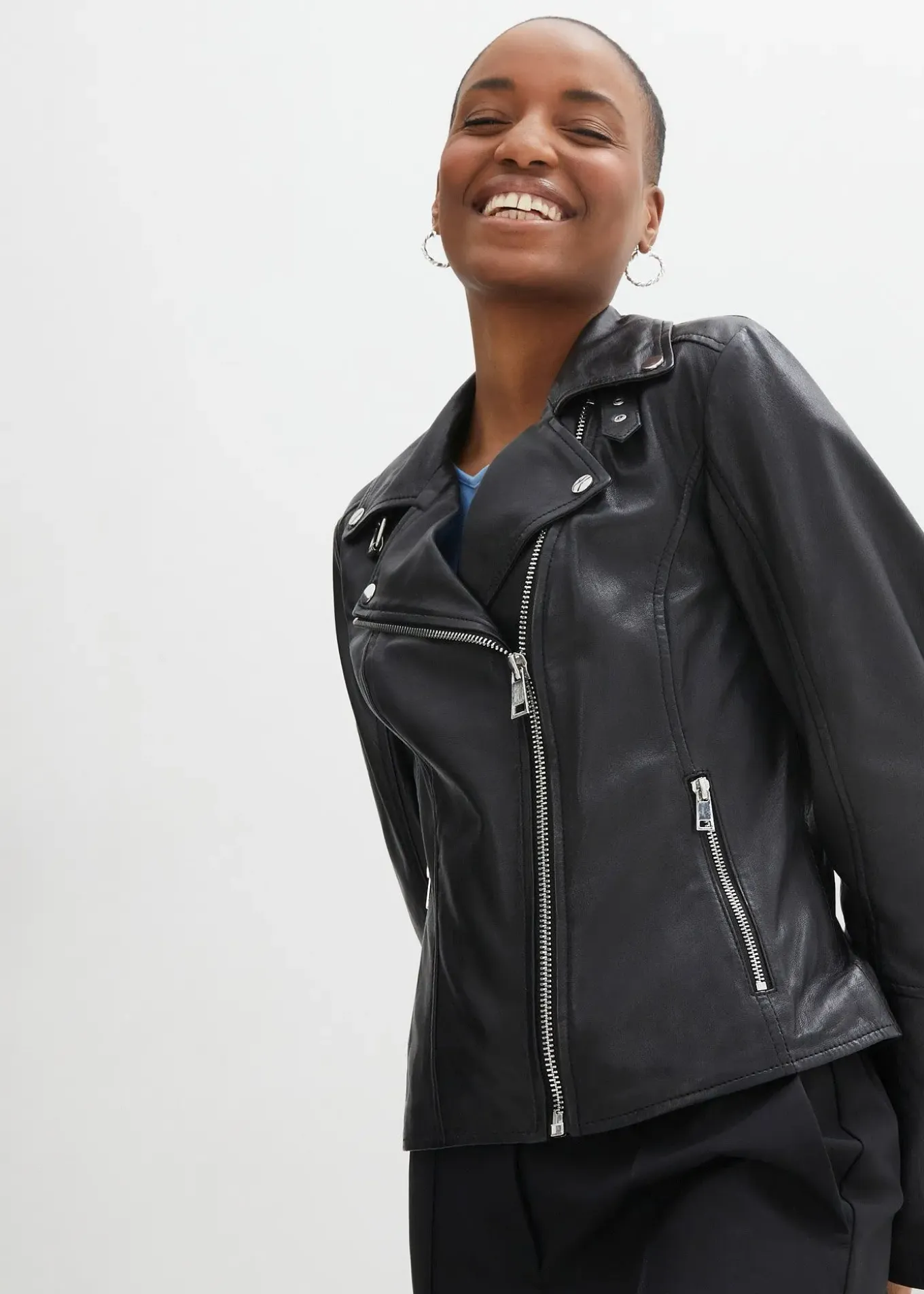 Veste biker en cuir nappa d’agneau