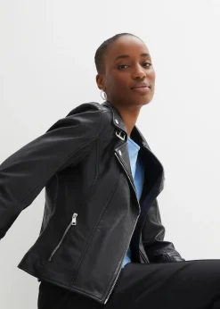 Veste biker en cuir nappa d’agneau