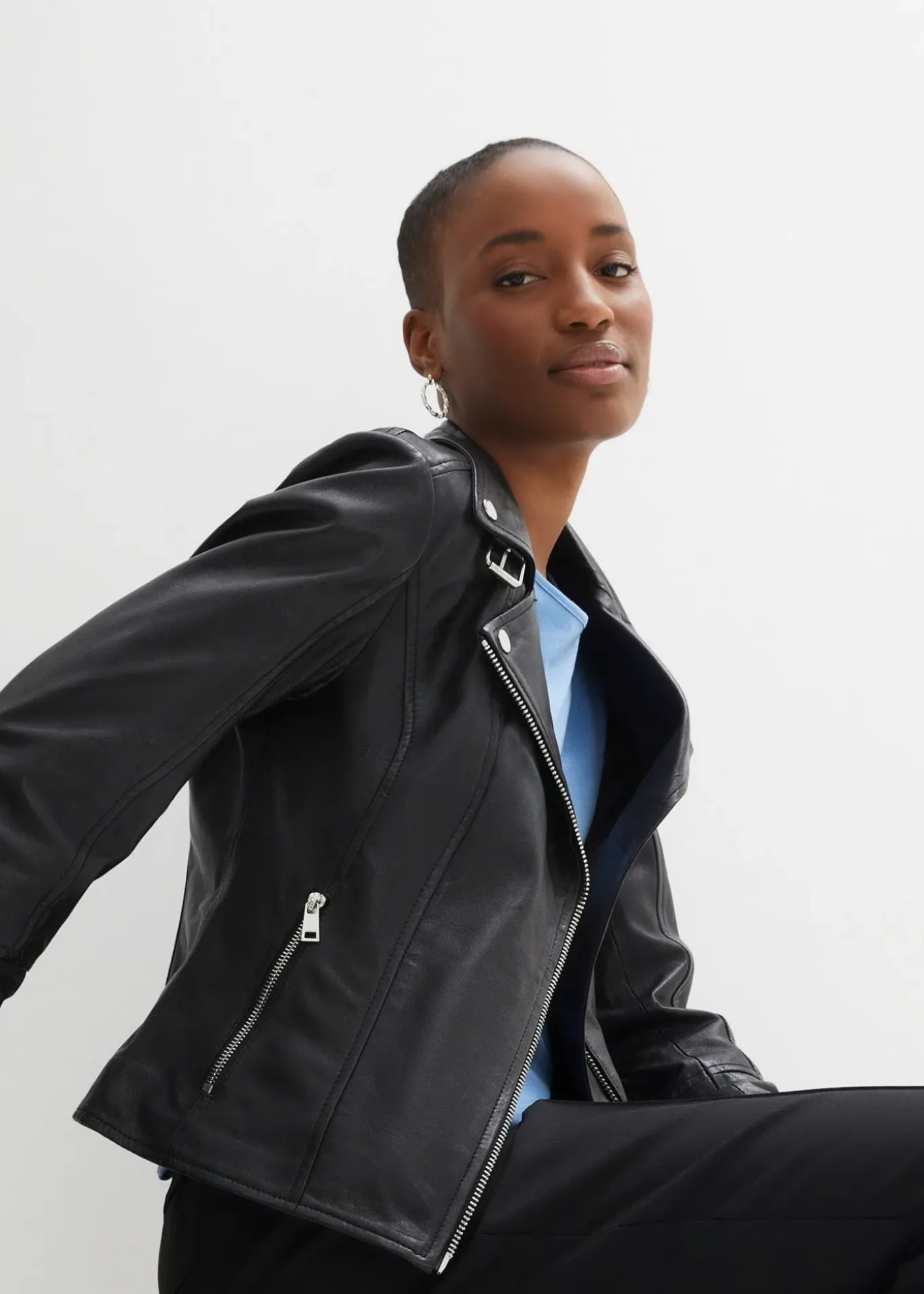 Veste biker en cuir nappa d’agneau