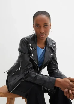 Veste biker en cuir nappa d’agneau