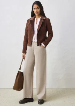 Veste biker en cuir velours