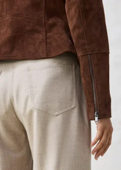 Veste biker en cuir velours