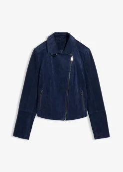 Veste biker en cuir velours