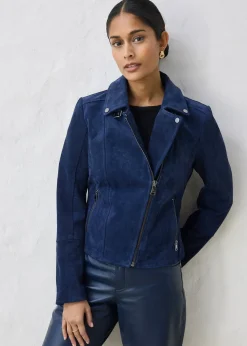 Veste biker en cuir velours