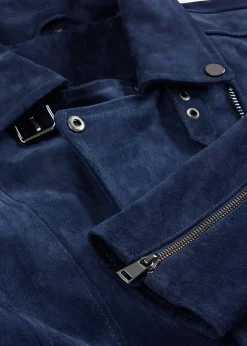 Veste biker en cuir velours