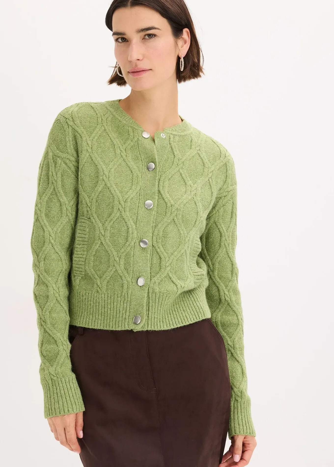 Veste bomber en maille torsadée avec laine