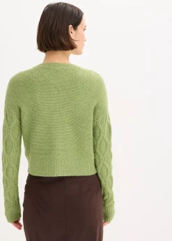 Veste bomber en maille torsadée avec laine