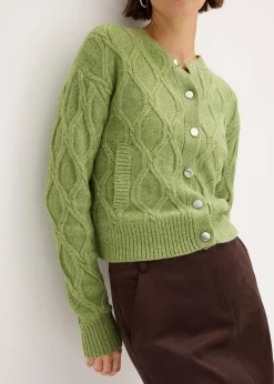 Veste bomber en maille torsadée avec laine