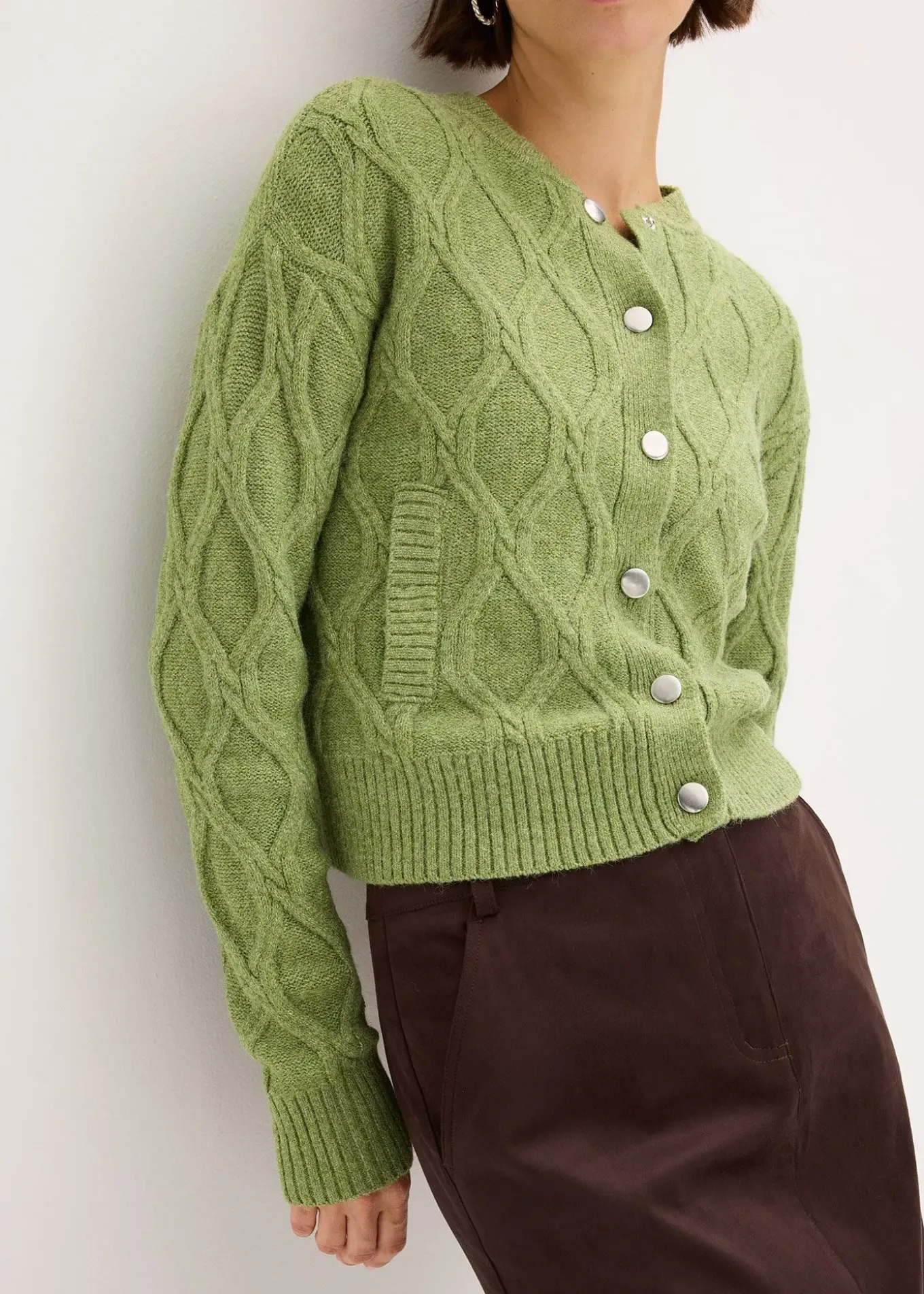 Veste bomber en maille torsadée avec laine