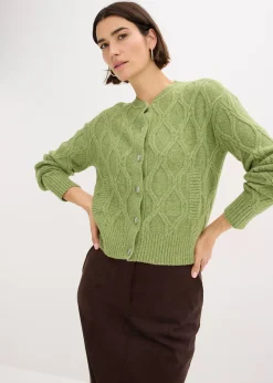 Veste bomber en maille torsadée avec laine