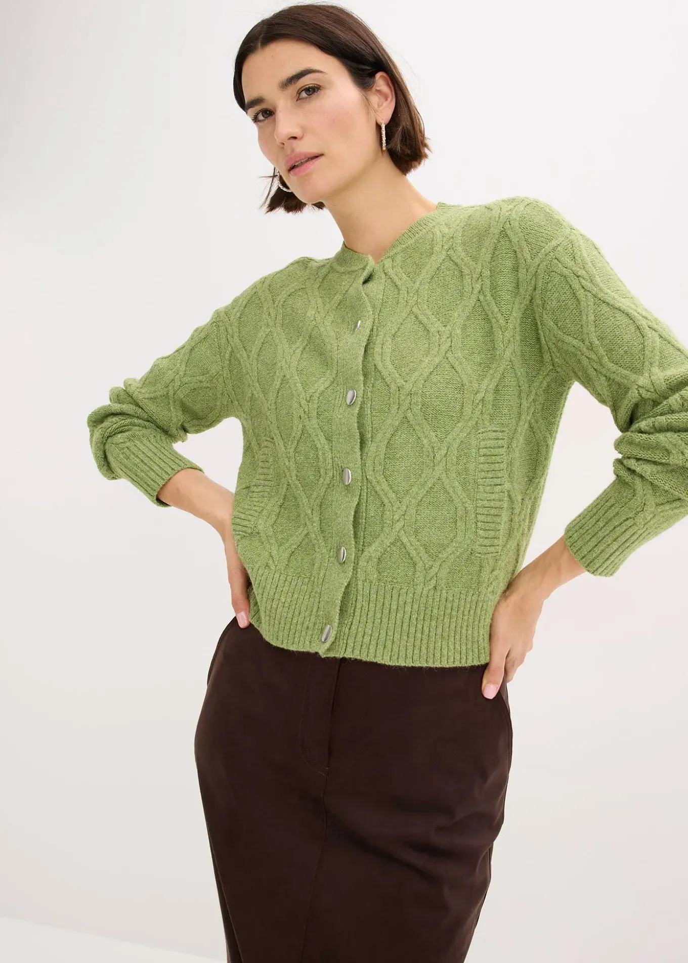 Veste bomber en maille torsadée avec laine