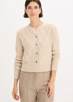 Veste bomber en maille torsadée avec laine