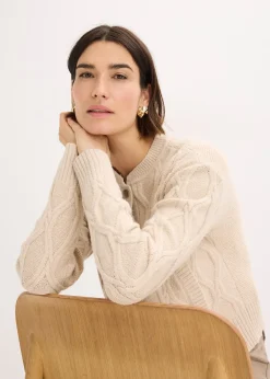 Veste bomber en maille torsadée avec laine