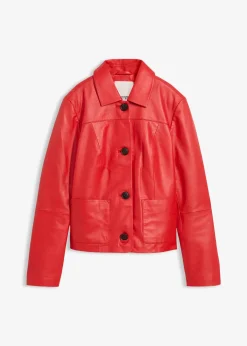 Veste courte en cuir nappa d’agneau