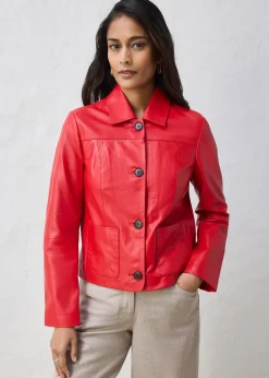 Veste courte en cuir nappa d’agneau